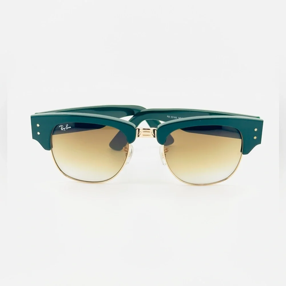 Ray-Ban Mega Clubmaster Sunglasses RB0316-S Polished Green and Gold Frame UNISEX